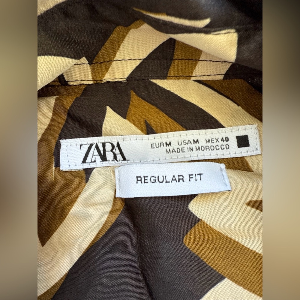 Zara Regular Fit Men's Shirt - Brown Pattern